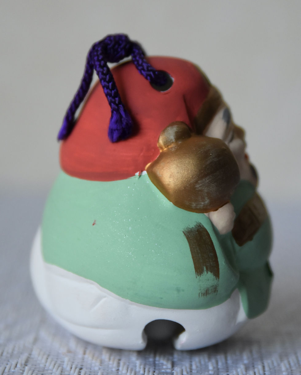 Thumbnail: vintage japanese dorei bell porcelain Daikokuten seven lucky gods mingei Kyo yaki ware Kyoto doll artisan handmade pottery