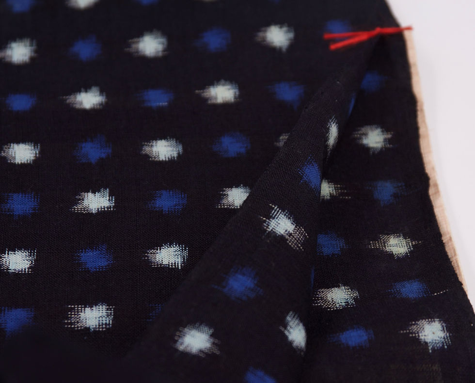 Thumbnail: vintage japanese kimono fabric Kurume kasuri high grade a rank cotton navy blue white handwoven abstract splash folk textile