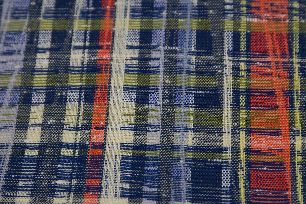 Thumbnail: vintage japanese handwoven blue high grade kimono fabric wool silk blend tsumugi koushi checkered lattice