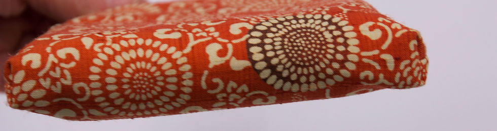Thumbnail: vintage japanese coin purse gamaguchi wallet orange silk sarasa Yuzen kowatari kikugarakusa handmade kiss lock metal frame