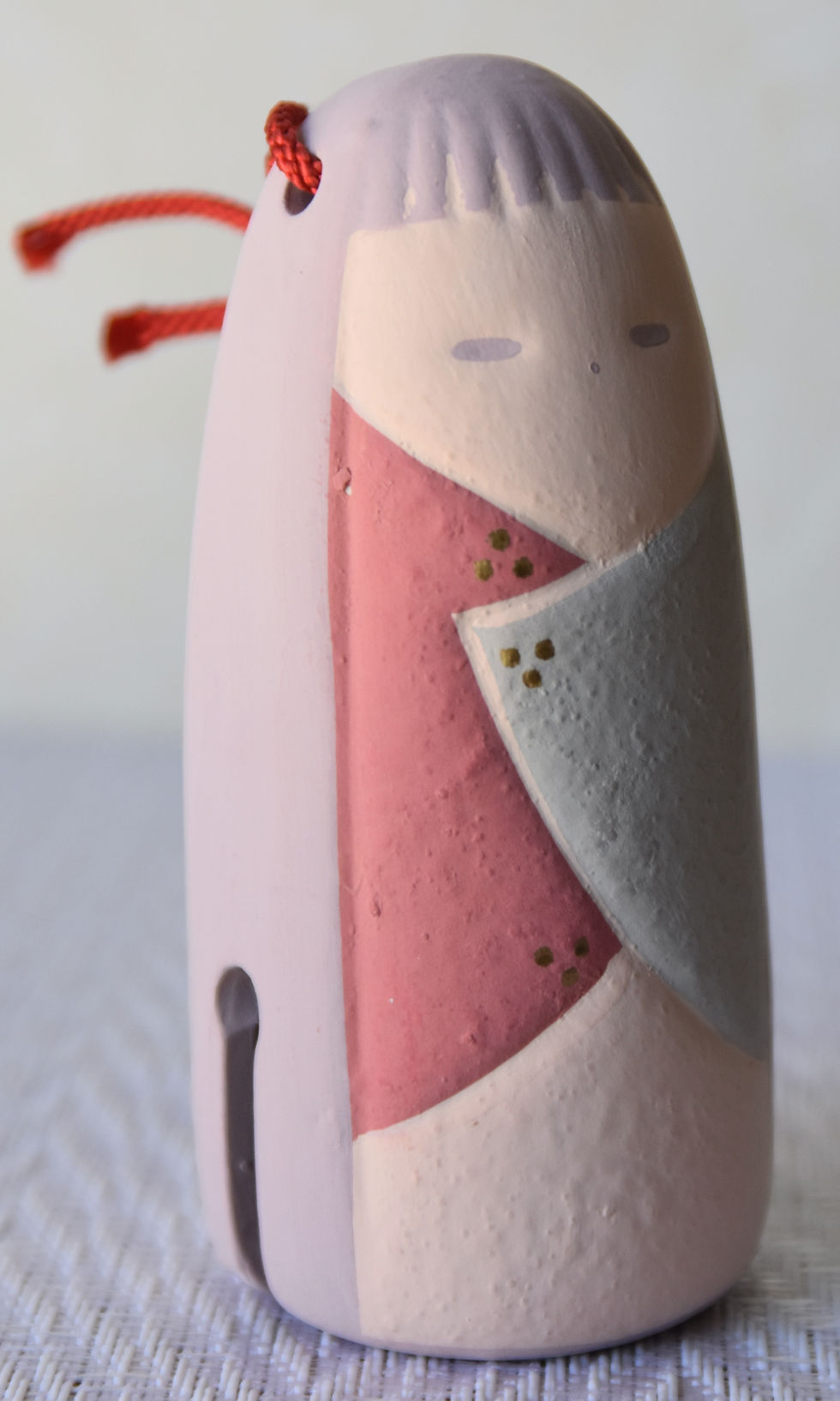 Thumbnail: vintage japanese sukagawa dorei bell empress Hina doll pottery folk toy mingei mizushige Kikuchi fukushima Showa retro 70s