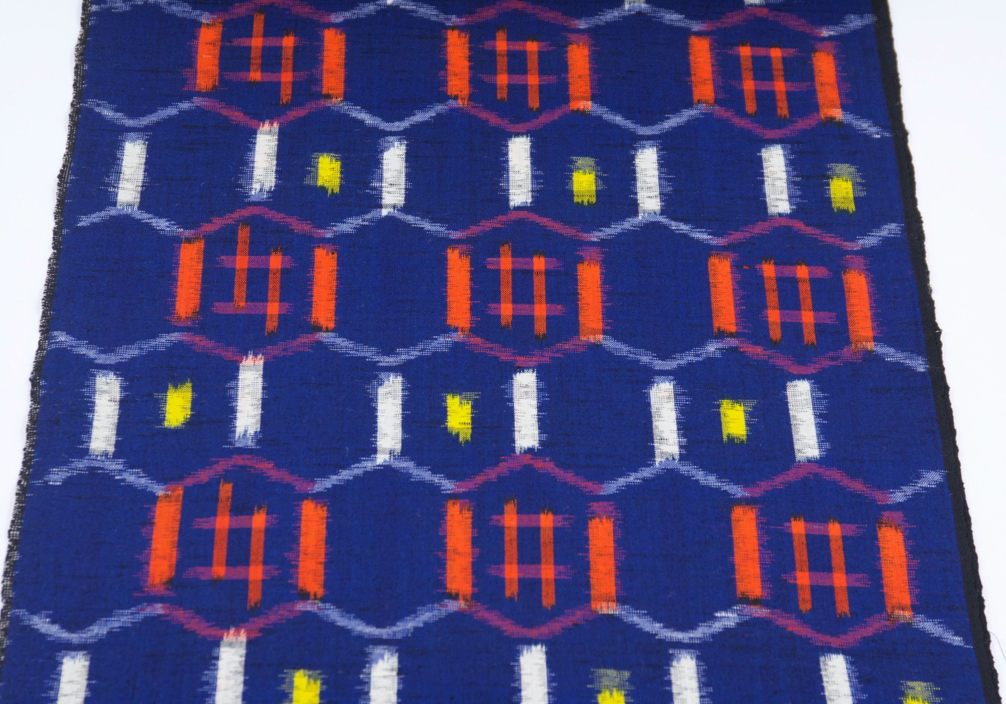 KIKKO KASURI Japanese Fabric By The Yard Ultramarine Blue Hexagon Mingei Ikat
