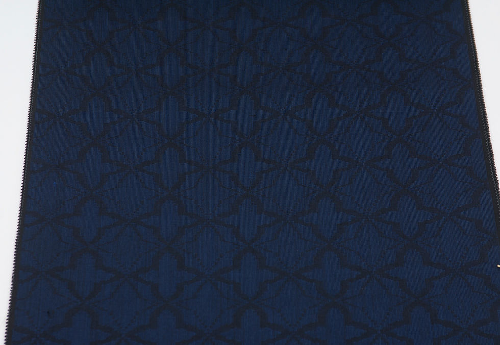 Thumbnail: KIKAGAKU Japanese Fabric By The Yard Indigo Blue Lattice Kyoto Nishijin Mingei
