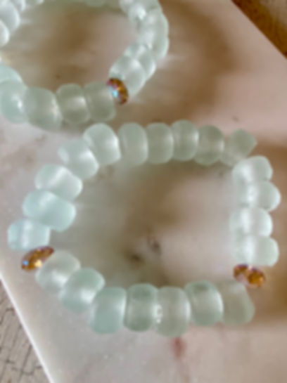 Second Chance Bracelet- Recycled Handmade Glass Bead with Swarovski Crystal