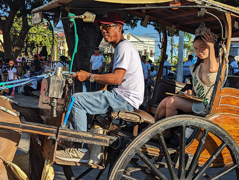 girl and driver in kalesa, Philippines