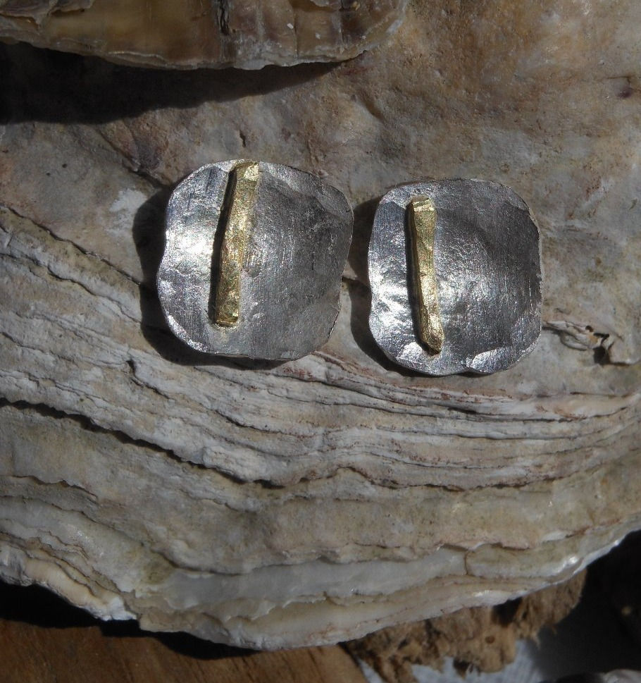 silver ,18ct studs