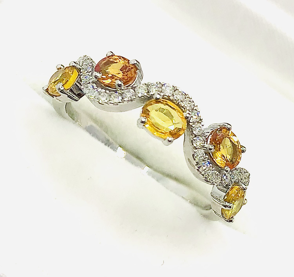 Thumbnail: Natural Diamonds & Sapphire Sterling Silver Ring
