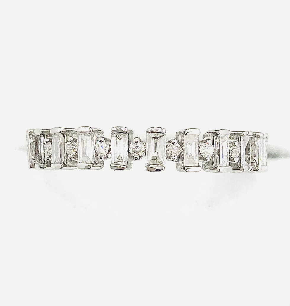 Thumbnail: Harmony - Alternating Round & Baguette Diamonds in Gold Wedding Band (10202)