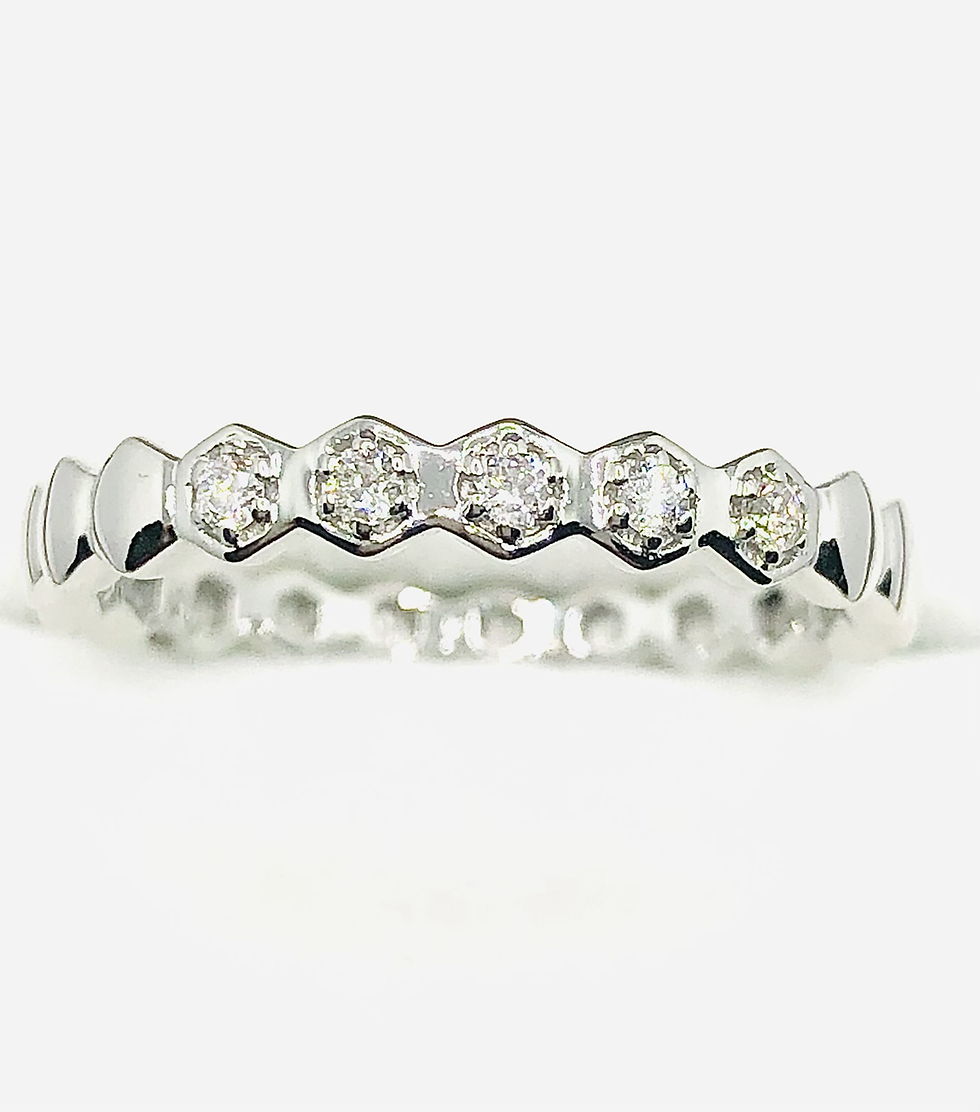 Thumbnail: Diamonds in Gold Hexagon Stackable Band (10753)