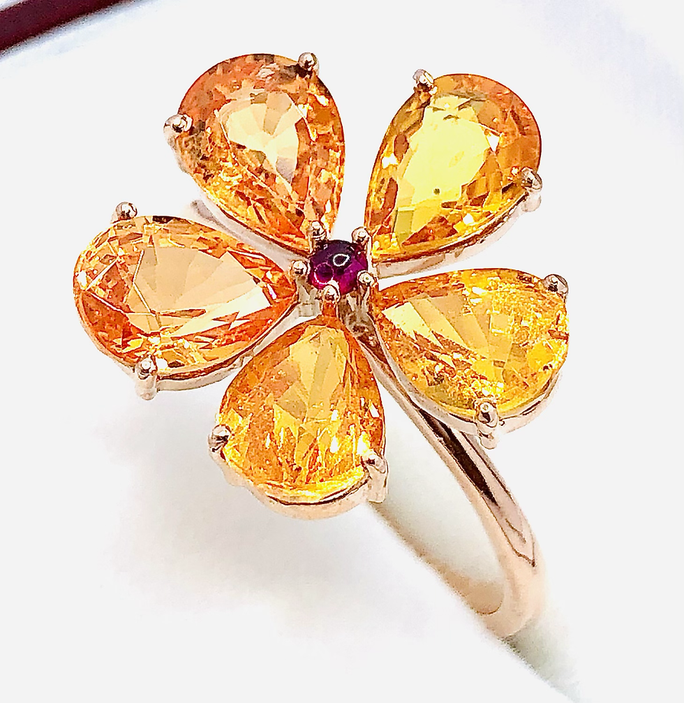 Thumbnail: 3.5cts! Sapphire / Peridot Flower Ring in 18KGP Silver (9924)