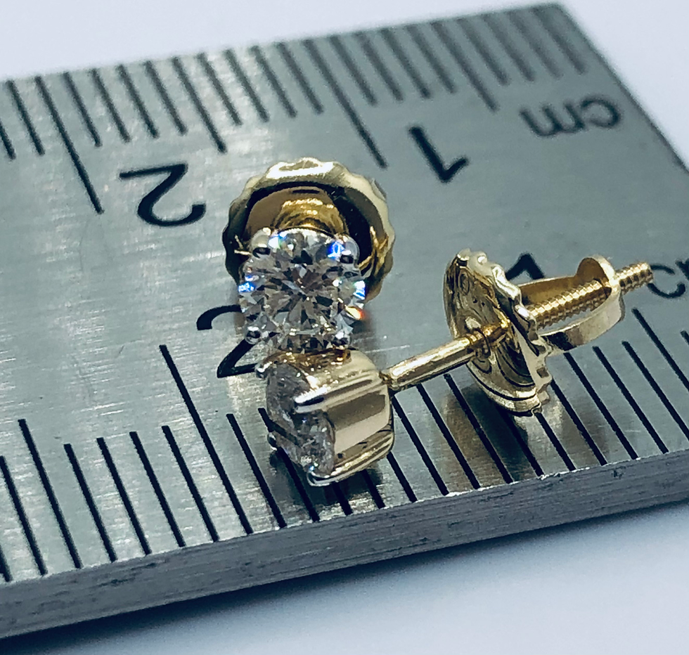 Thumbnail: Round Solitaire Diamond Stud Earrings 0.40 Carat TW in Yellow Gold