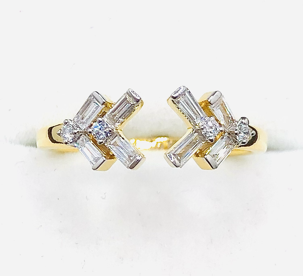 Thumbnail: The Attraction - Round and Baguette  Diamonds Set in Open Gold Ring (10222)