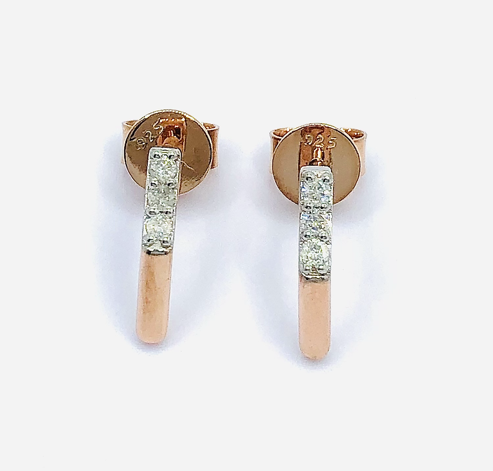 Thumbnail: Diamond Drop Stud Earrings in Sterling Silver
