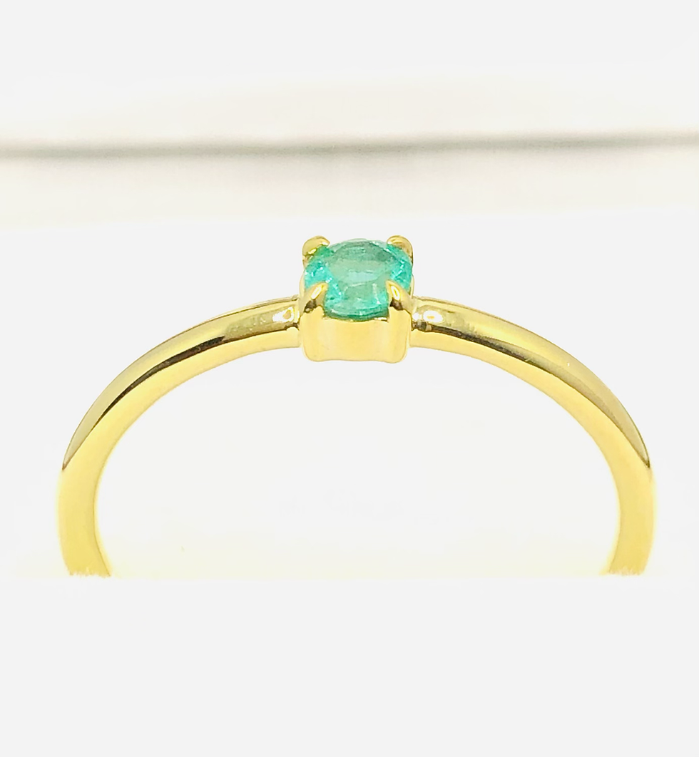 Thumbnail: Emerald/Sapphire Solitaire Ring in 10k Gold