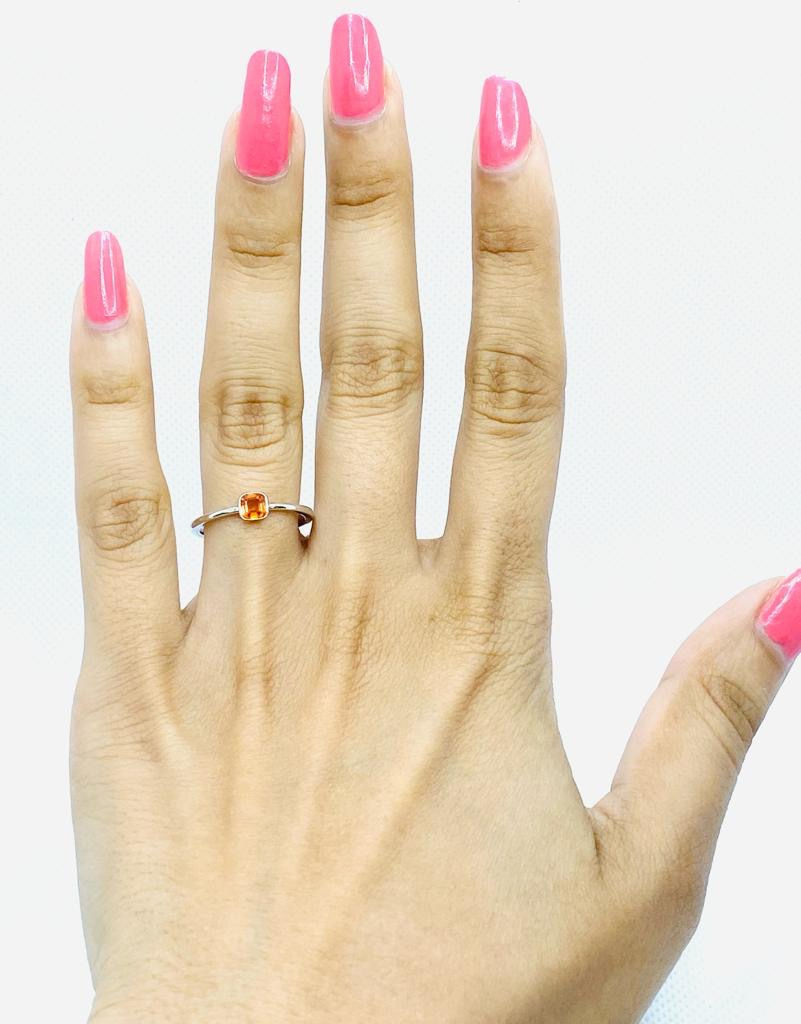 Thumbnail: Radiant cut Solitaire Sapphire Ring in Sterling Silver (10735)