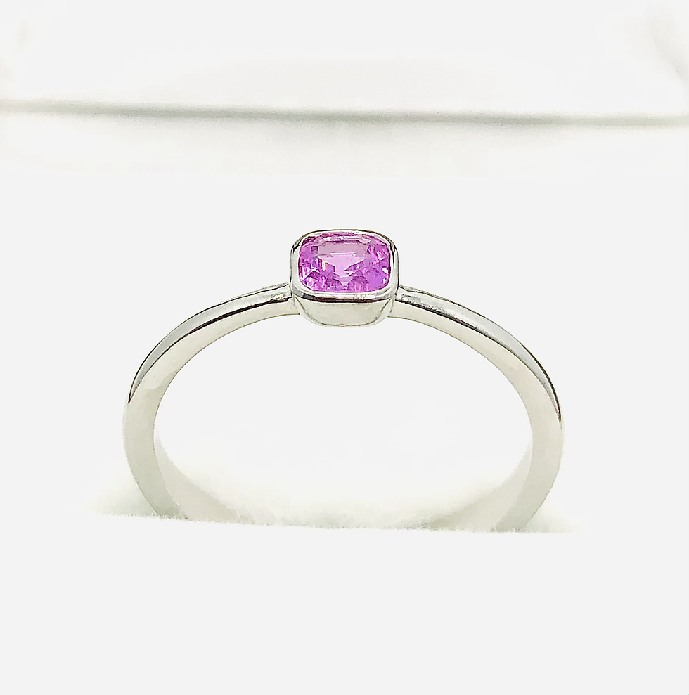 Thumbnail: Radiant cut Solitaire Sapphire Ring in Sterling Silver (10735)
