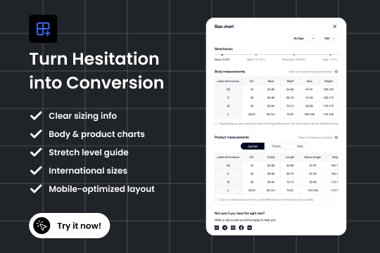 Impressive Size Chart & Guide banner