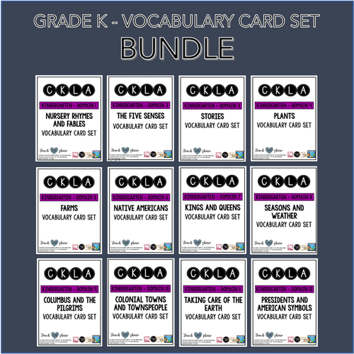 CKLA GRADE K VOCABULARY CARD SET (DOMAINS 1-12) BUNDLE | teachloveshare