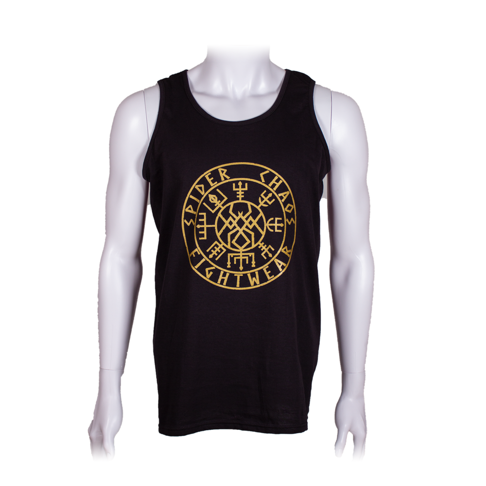 Adult Black Cotton Athletic Vest Gold Norse Logo