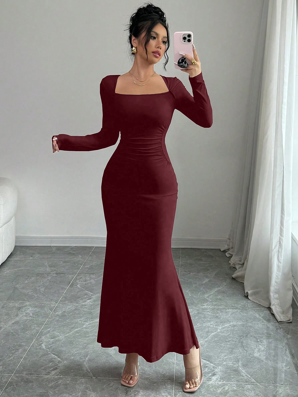 Miniatura: Women's Four Seasons New Style Women's Elegant Temperament Retro Solid Color Squ