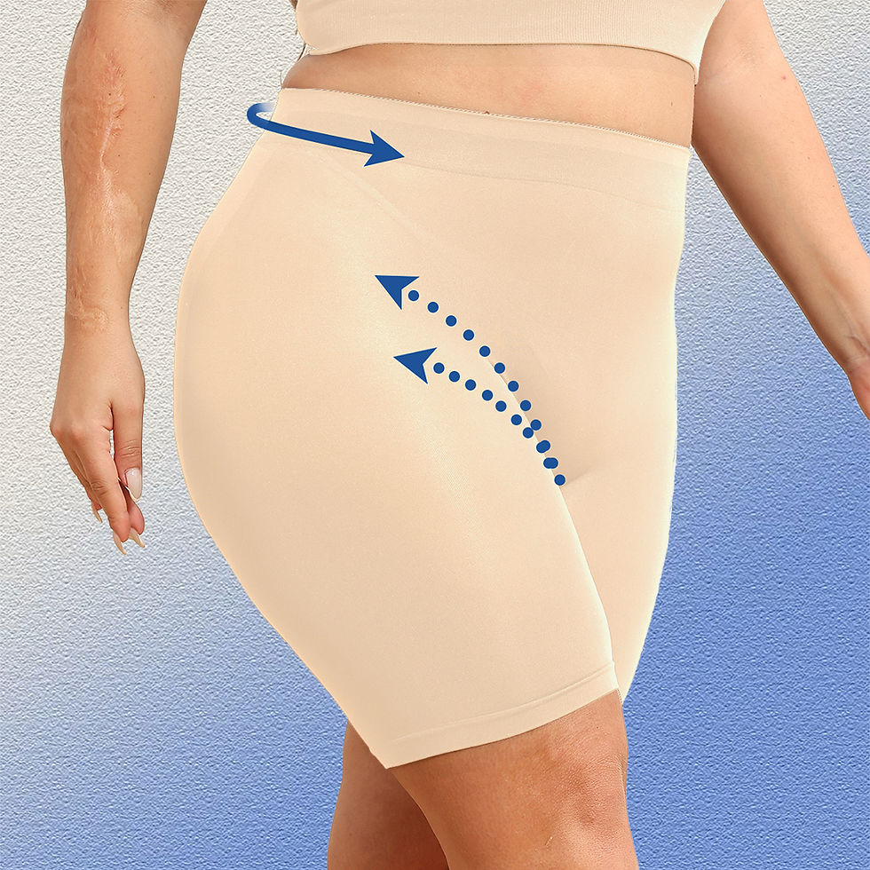 Miniatura: Plus-size women's shorts with tummy control and butt-lifting features to prevent