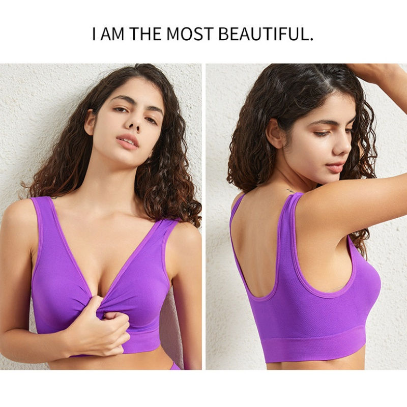 Miniatura: Women's Seamless Push-Up Bra Sports Bralette Non-wire Crop Top Solid Sexy Linger