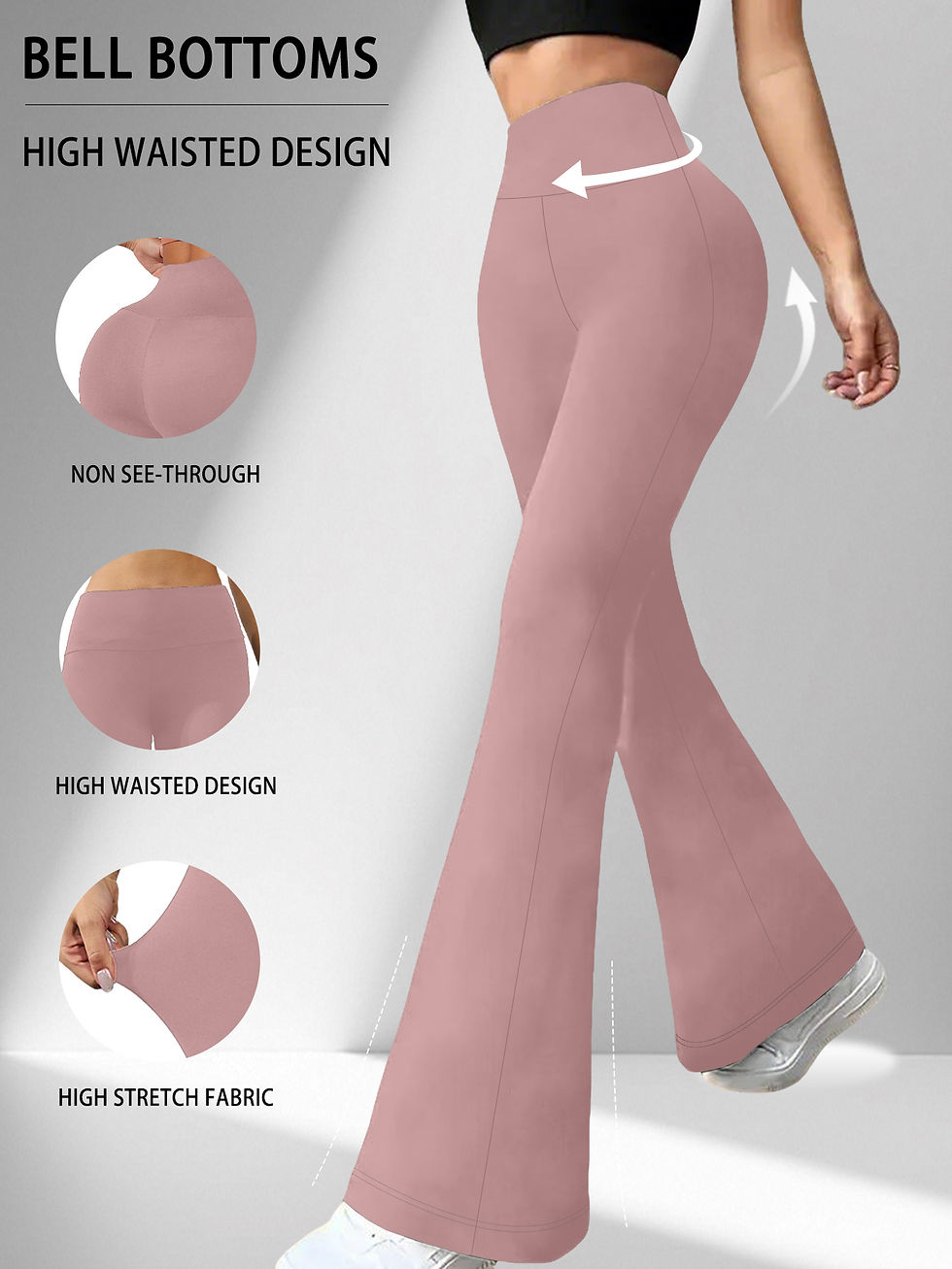 Miniatura: Women's Super Soft Flare Pants High Waisted Tummy Control Workout Yoga Push Up G