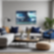 abstract art with navy in living room