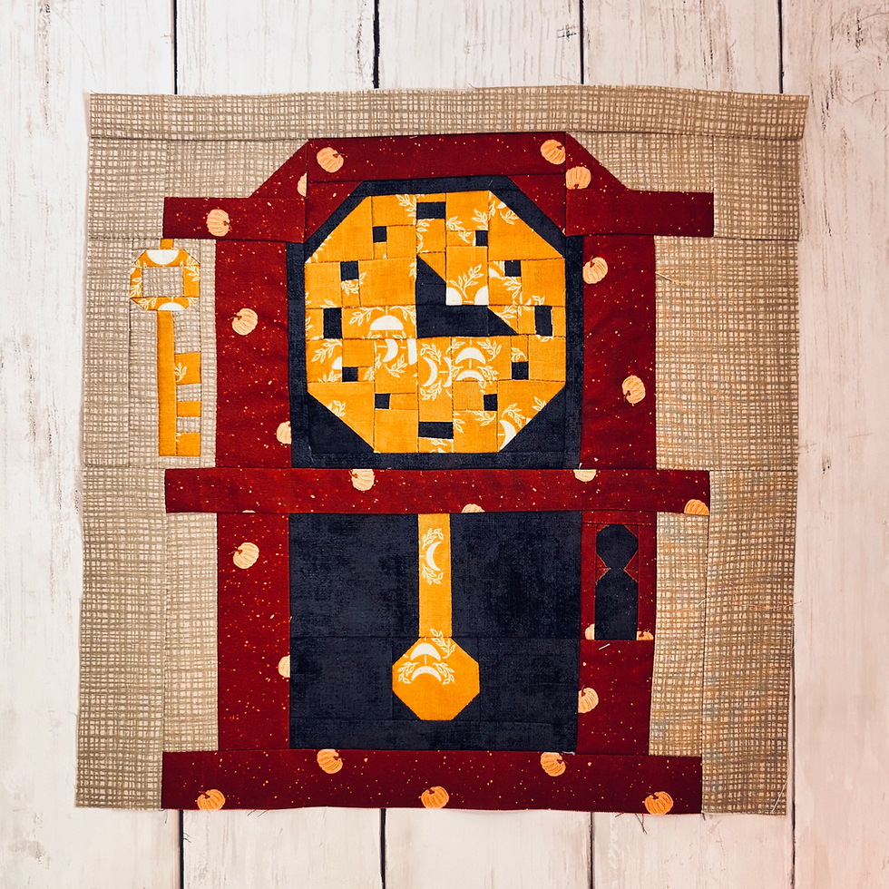 Thumbnail: The Forgotten Rooms Grandfather Clock Quilt Block