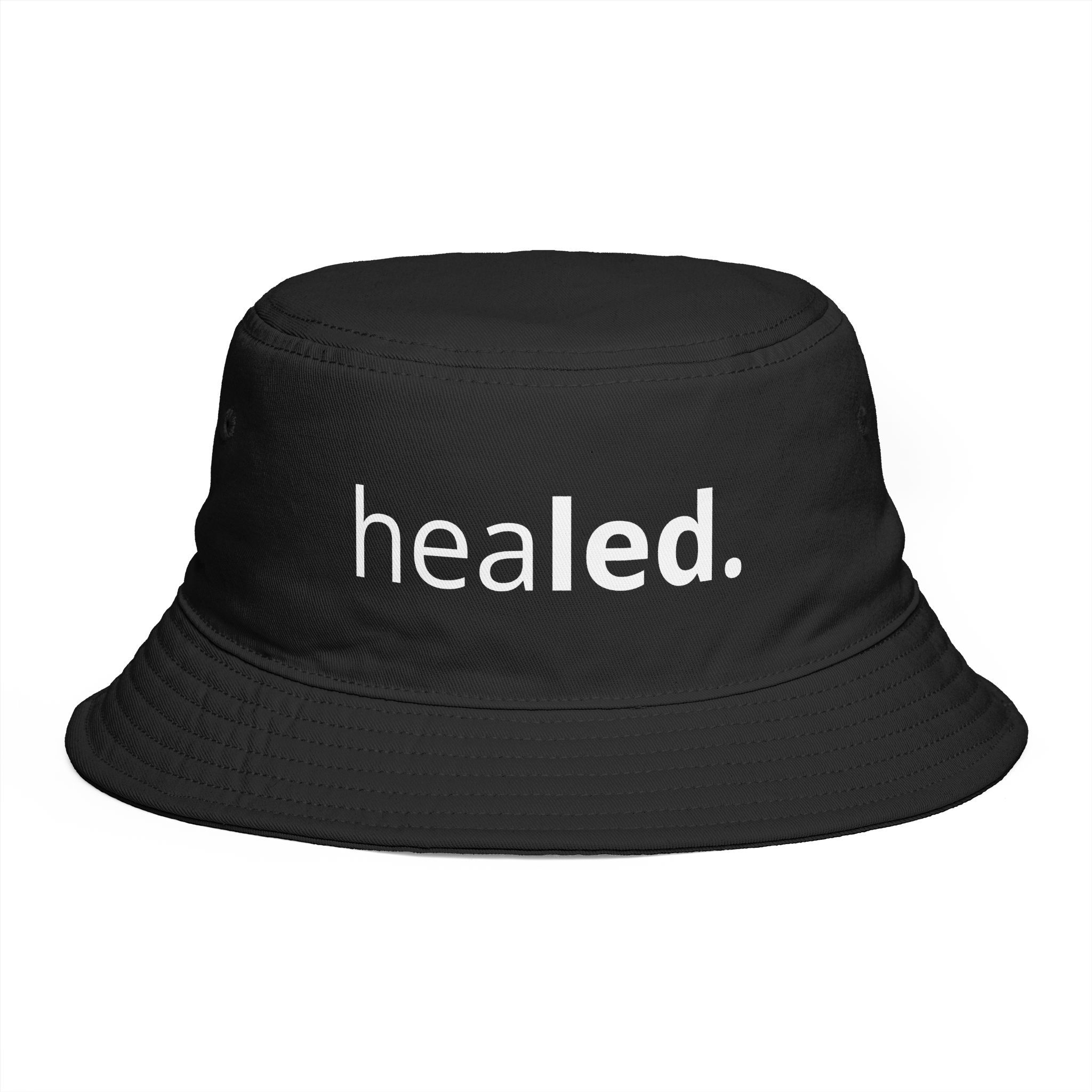 Healed. Bucket Hat — Brown Embroidered Healing Message Hat