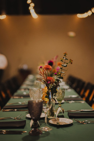 Wedding centerpieces bud vases long tables greenery