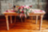 Farm table wedding centerpiece bright colorful pink cheesecloth
