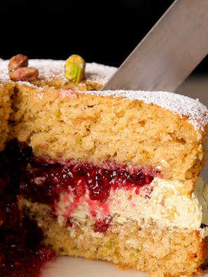 Pistachio & Raspberry Victoria Sponge Cake