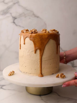 Eggless Coffee, Caramel and Walnut Cake