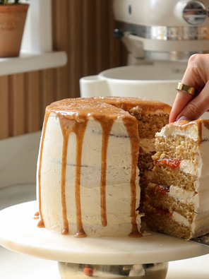 Roasted Peach, Brown Butter Salted Caramel Cake