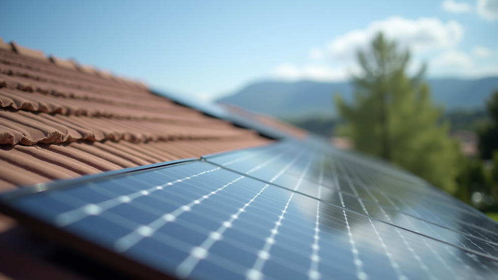 Eye-level view of solar panels installed on a residential roof