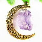 Thumbnail: Necklace Natural Amethyst Freeform Chunk Moon Gold Filigree