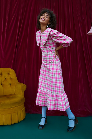Bright Gingham prairie dress by Ilk and Ernie