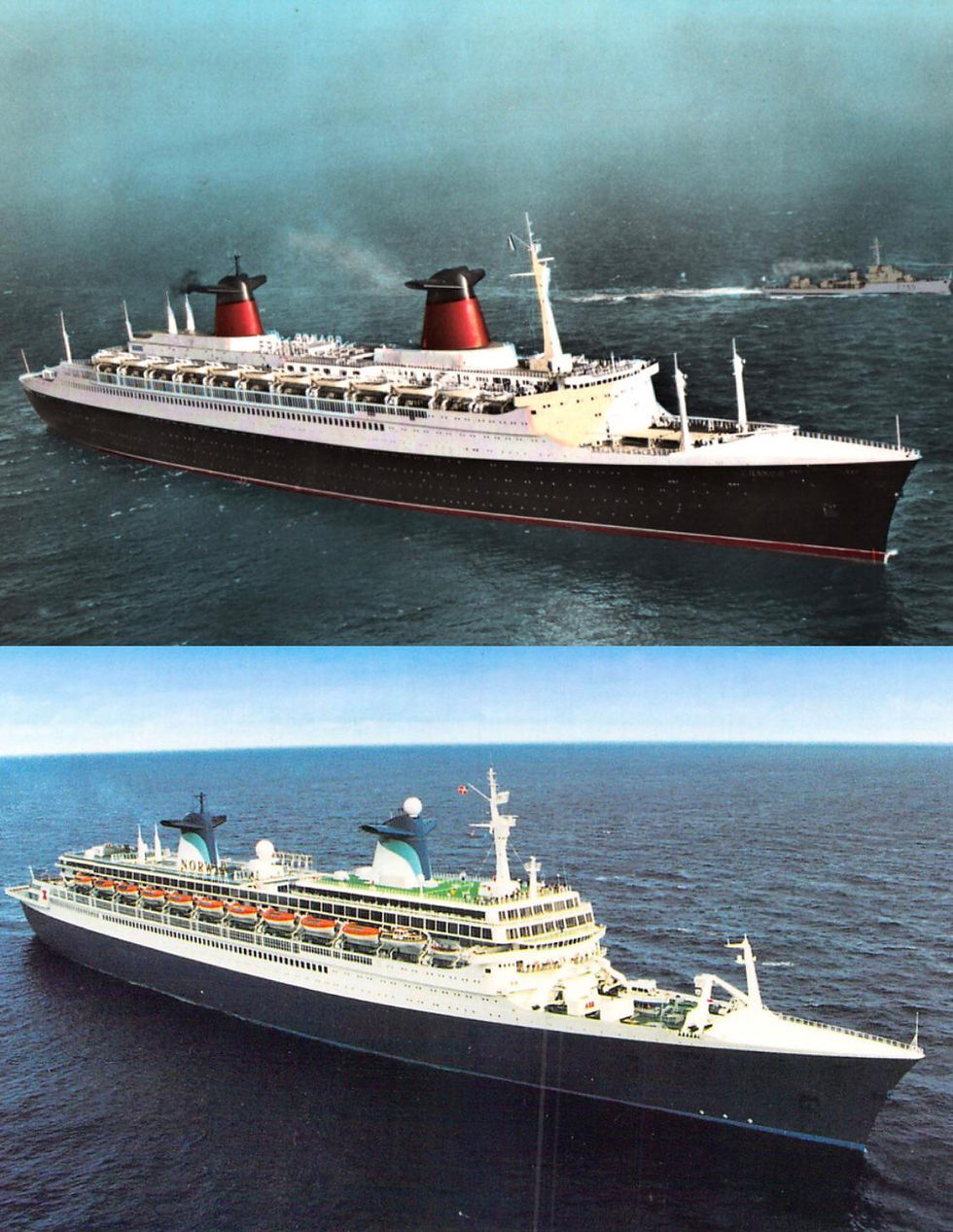 SS France (top) to SS Norway (bottom) conversion.