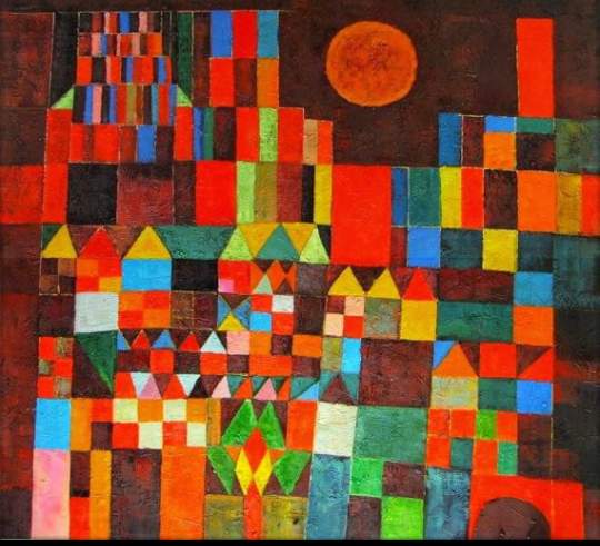 Foto da tela de Paul Klee: Castelo e sol