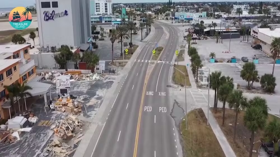 Em Treasure Island, Flórida, as ruas já estão vazias após a evasão de moradores temendo o furacão Milton. Foto: The City of Treasure Island, Florida/Reuters