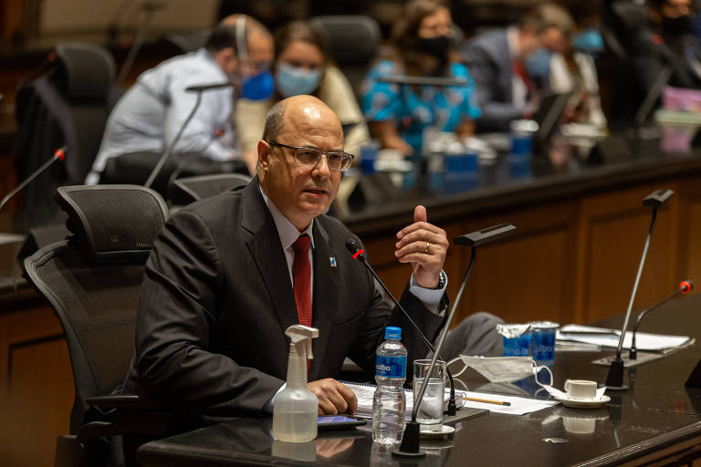 Wilson Witzel, ex-governador do Rio Janeiro, durante interrogatório no Tribunal Especial Misto, que julgou seu processo de impeachment - Brunno Dantas - 7.abr.21/Divulgação TJ-RJ