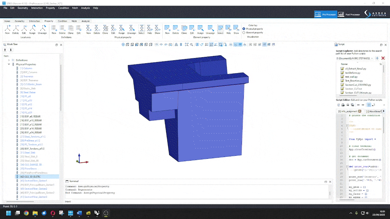 STKO Pre-processor: intuitive 3D modeling—assign loads and materials, auto-repair imported geometry, no scripting required.