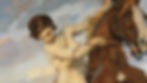 Suite La Caccia di Diana, figura femminile accanto a un cavallo in una scena pittorica dai toni caldi