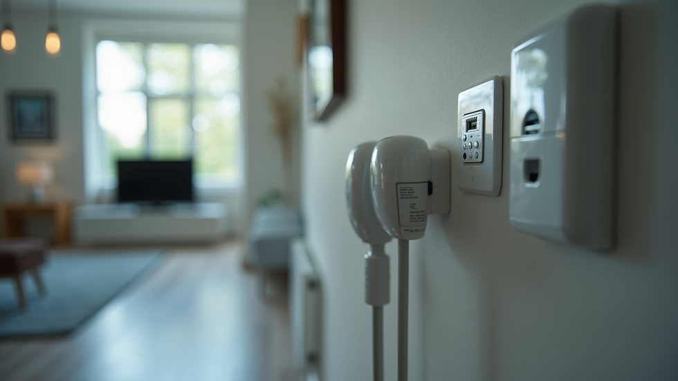 Close-up view of connected energy-saving appliances