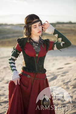 Corset médiéval en suède vert