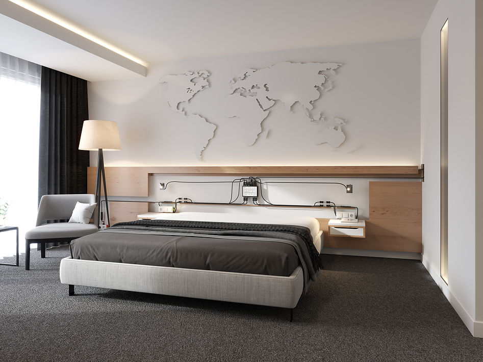 Stekerbare installatie weergave in een slaapkamer