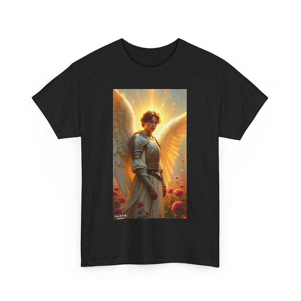 Thumbnail: Guardian Angel In Flowers Unisex Cotton Tee