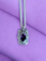 Thumbnail: 9ct White Gold Amethyst And Diamond Pendant