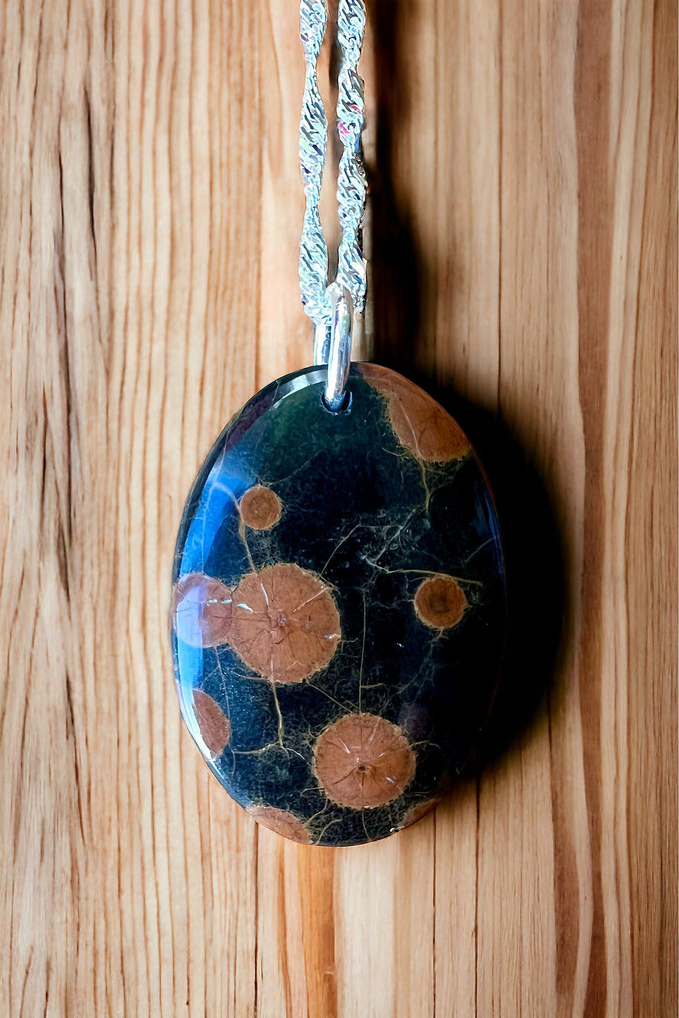Thumbnail: Peanut Obsidian Pendant With Sterling Silver Chain 